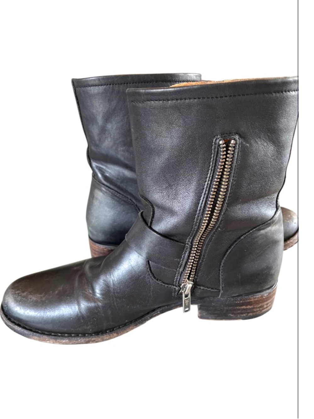 Frye Short Buckled Boots Sz 8.5 Black
